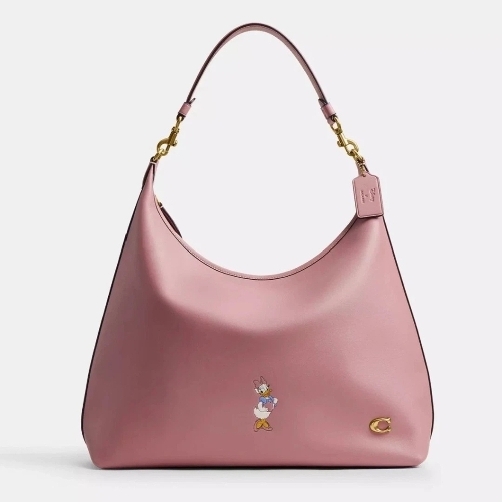 DISNEY X COACH Juliet Shoulder Bag 38 Daisy Duck Pink With The Bag Charm